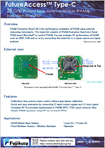 28 GHz フェーズド・アレイ・アンテナ・モジュール評価ボードキット